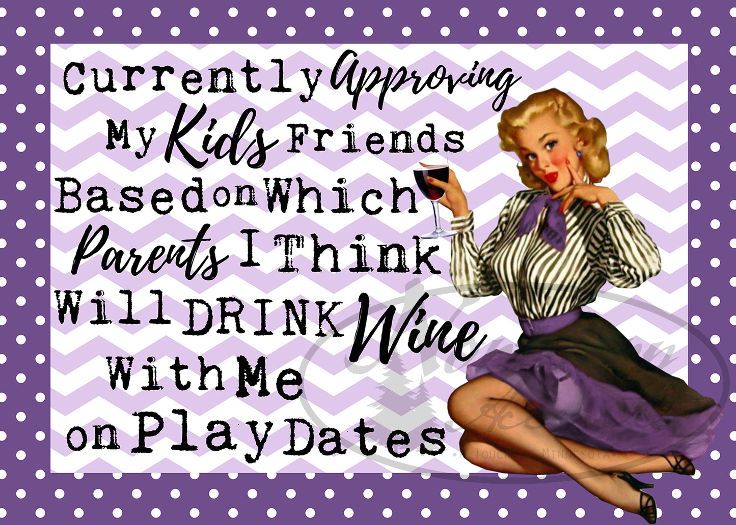 Retro House Wife Drink Wine on Play Dates Sticker
