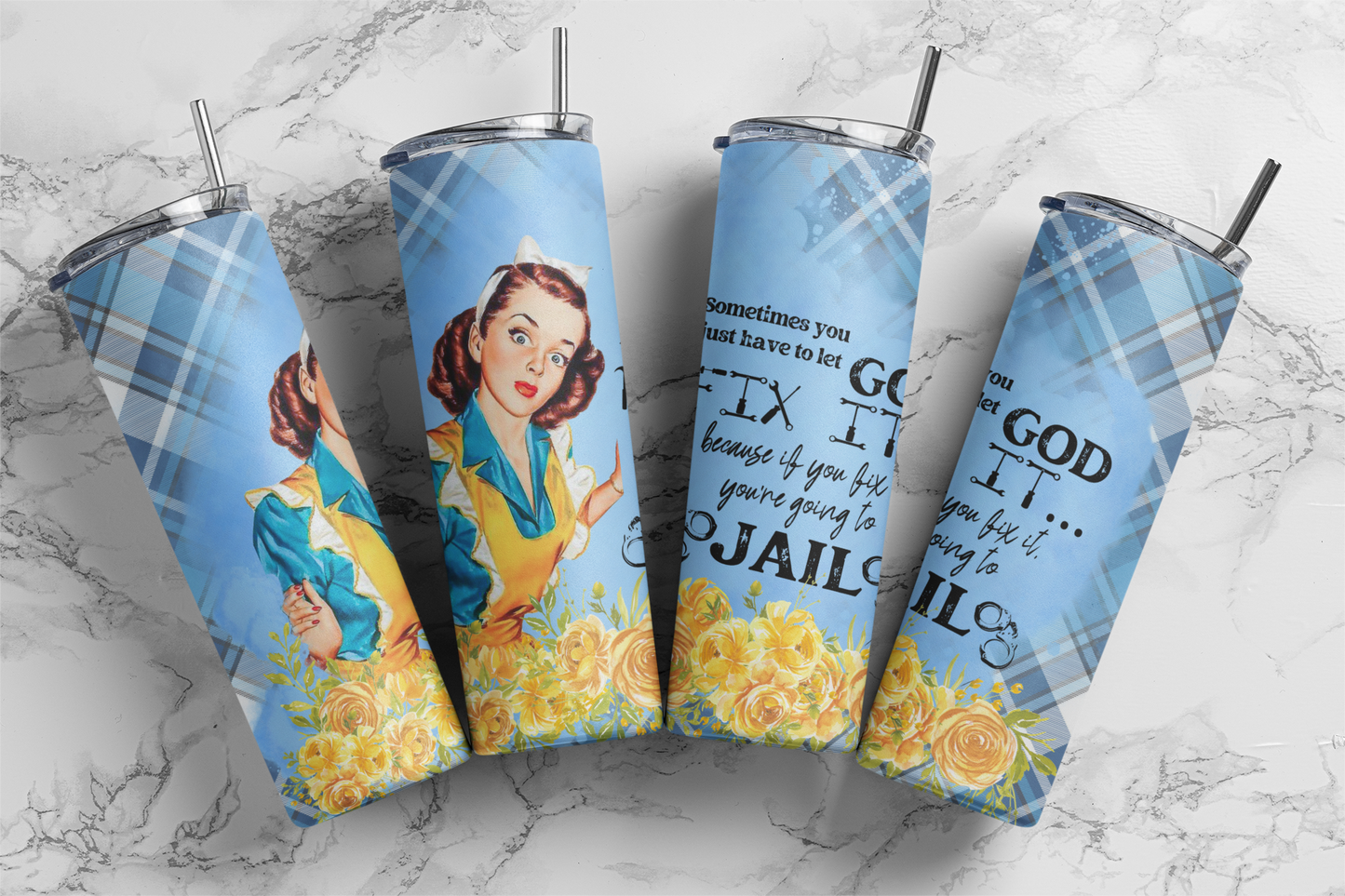 Let God Fix It Retro Housewife 20oz Tumbler