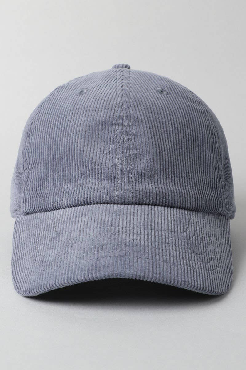 Blue/Grey Corduroy Adjustable Baseball Hat