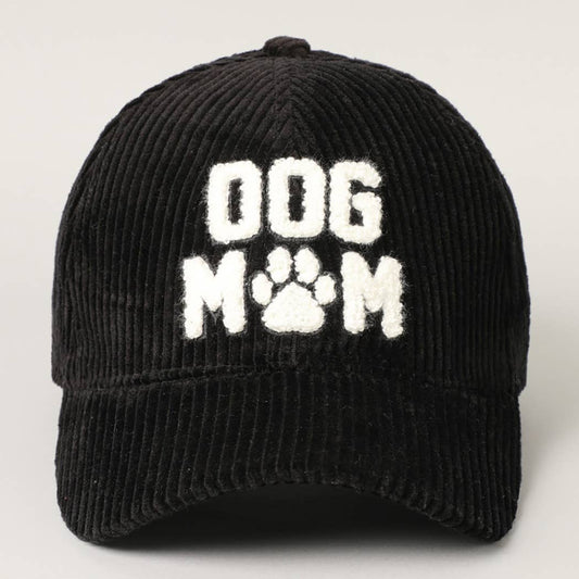 DOG MOM 3D Embroidered Corduroy Baseball Cap