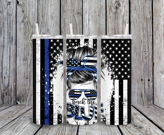 Back the Blue 20oz Skinny Tumbler