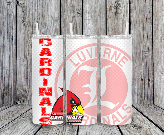 Luverne Cardinals HOCKEY White Dotted 20oz Skinny Tumbler