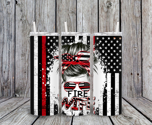 Fire Wife Flag 20oz Skinny Tumbler