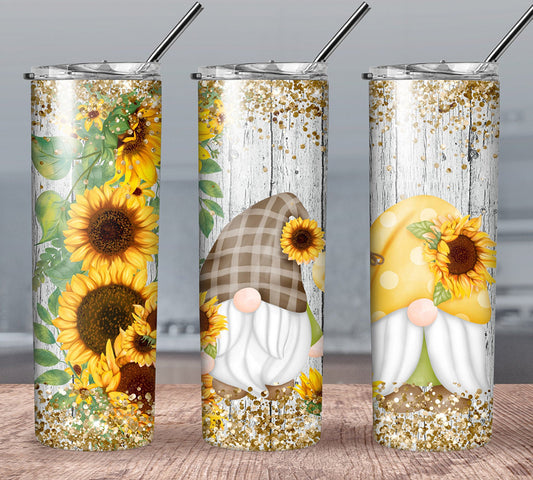 Gnome Fall Sunflower 20oz Skinny Tumbler