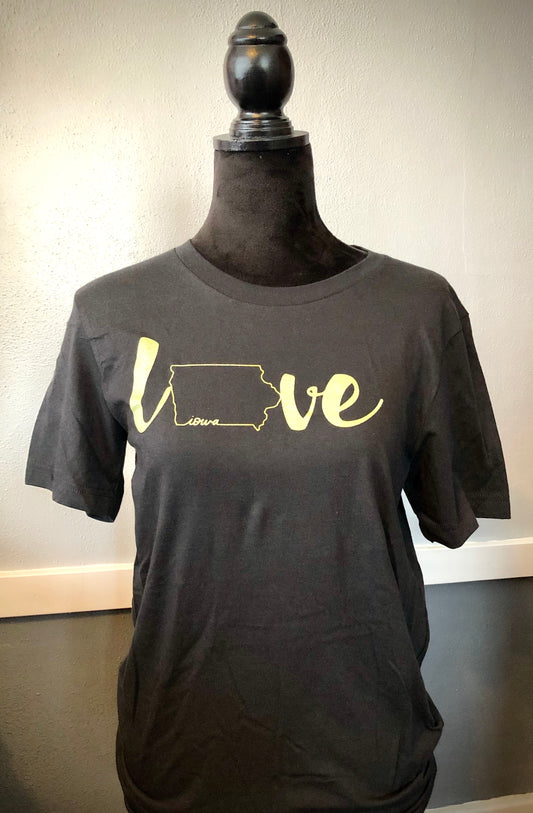 Love Iowa Black T-Shirt