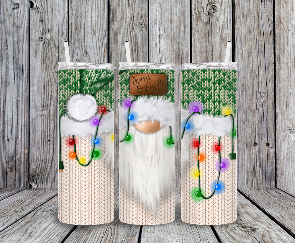 Merry & Bright Gnome Sweater Christmas Tumbler