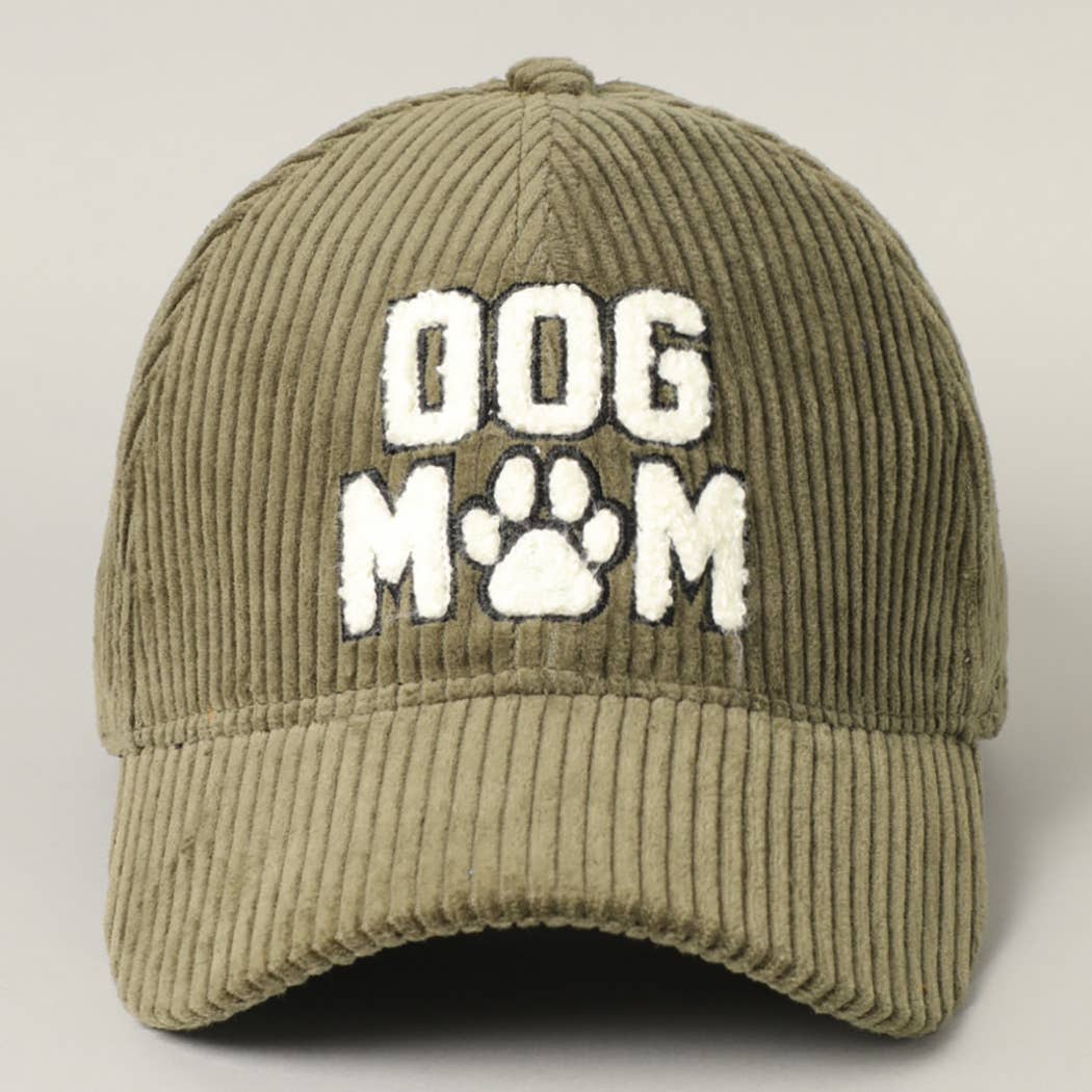 Olive DOG MOM Corduroy Baseball Cap