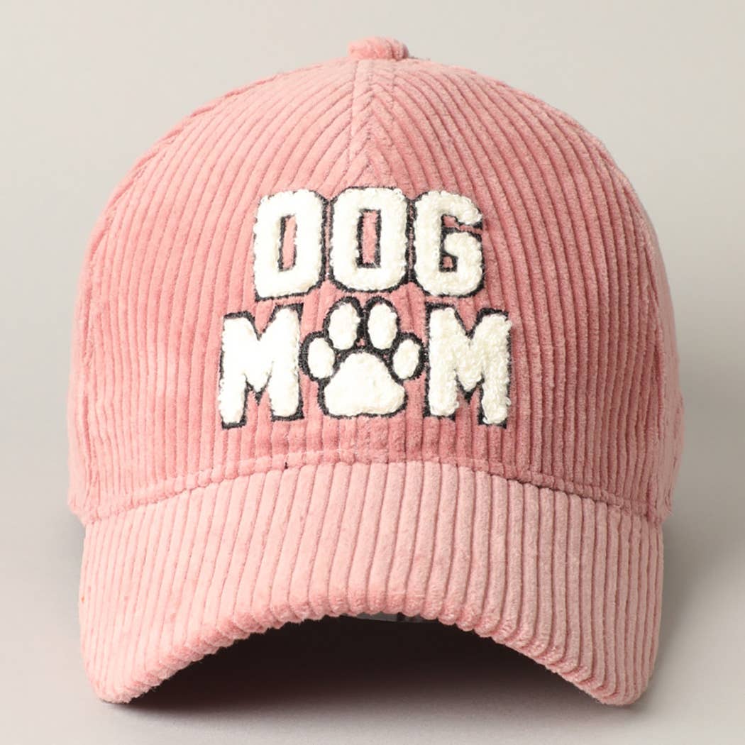 Mauve DOG MOM Corduroy Baseball Cap